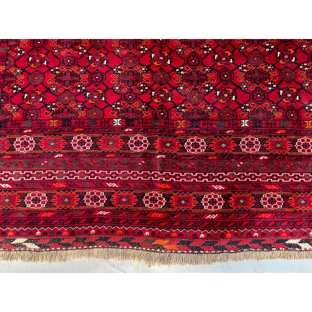 2000 - 2009 Vintage Afghan Bashiri All-Over Gul Rosette Tribal Room Rug - 9'3" X 6'9" For Sale - Image 5 of 12