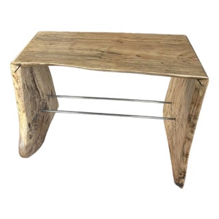 One of a Kind Natural Edge Spaltted Maple Waterfall Bench For Sale