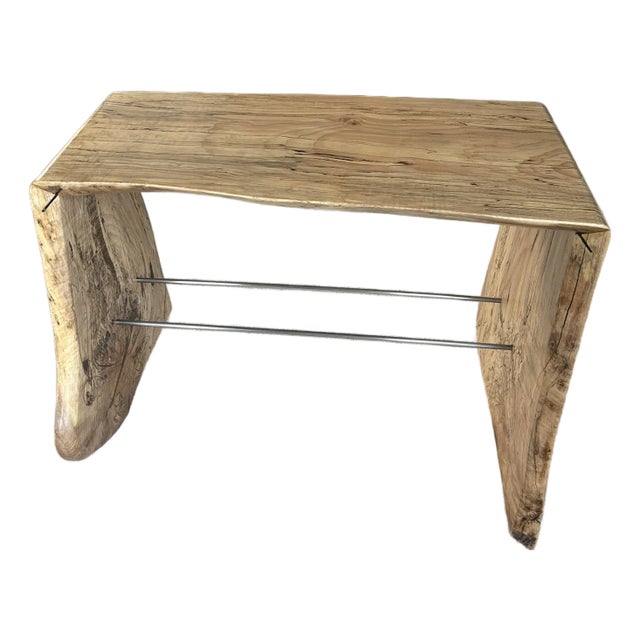 One of a Kind Natural Edge Spaltted Maple Waterfall Bench For Sale