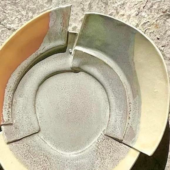 Vintage Modernist Sculptural Geometric Studio Pottery Plate For Sale In West Palm - Image 6 of 15