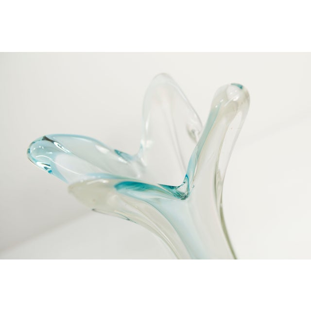 Large Murano vase, 1960s, transparent white and cyan blue Height 35.5cm Vase in very good condition with a refreshing blue...
