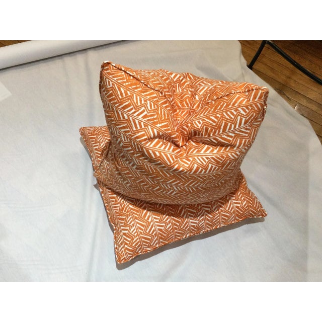 2020s Fleming Burnt Orange and White Geometric Pillow Covers- Set of 2 For Sale - Image 5 of 6