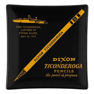 Vintage Dixon Ticonderoga Pencils Glass Ashtray Dish For Sale