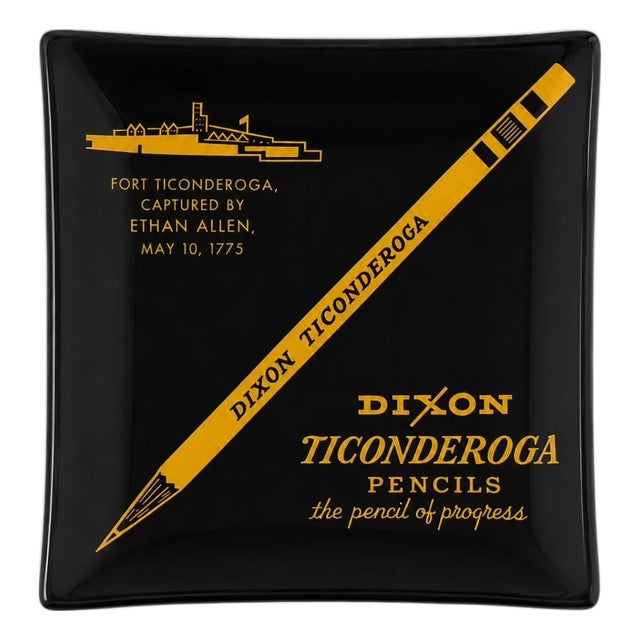 Vintage Dixon Ticonderoga Pencils Glass Ashtray Dish For Sale