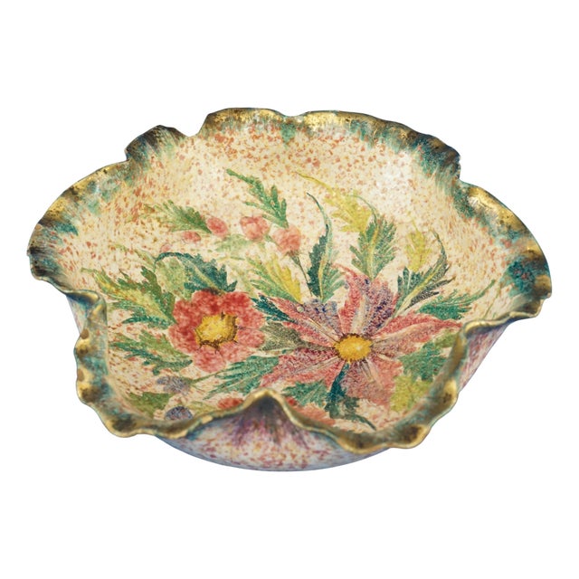 Vintage Italian Ceramic Bowl Centerpiece by Saca Sesto Fiorentino, 1940s For Sale