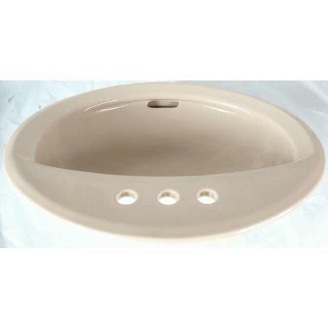 Ceramic 1972 Vintage American Standard Beige/Sand Colored Porcelain Drop-In Sink For Sale - Image 7 of 10