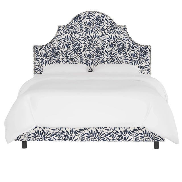 Transitional Halsted Bed in Blue Voysey Vine, Full For Sale - Image 3 of 6