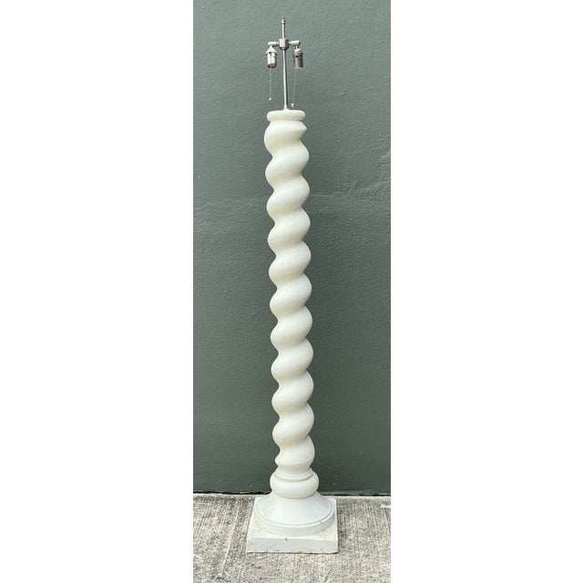 White Vintage Barley Twist Floor Lamp After Michael Taylor For Sale - Image 8 of 12