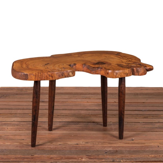 A Roy Sheldon yellow birch burl coffee table, circa 1960s. Signed underside: “Roy Sheldon, Marlboro, Vt., yellow birch burl”.