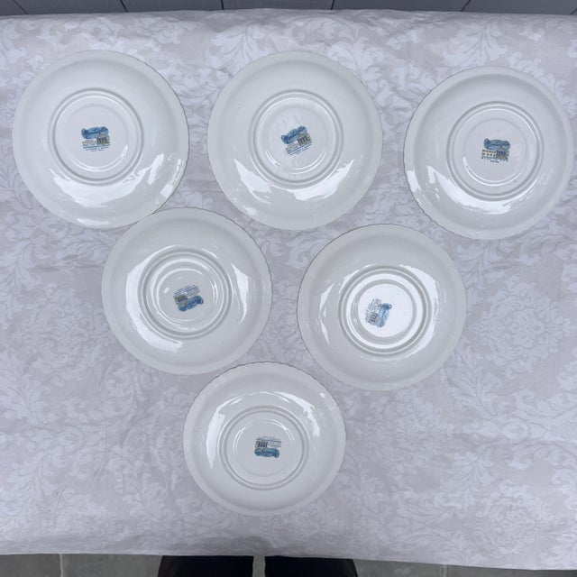 Rare 1930s "Monticello" Ivory Footed Cream Soups and Underplates With Gold Trim by Steubenville for Herman C. Kupper New York, Set of 6 For Sale In New York - Image 6 of 13