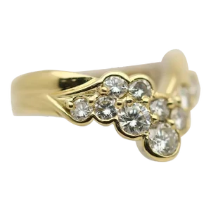 Diamond Gold V-Shape Band Ring, Size 6.5