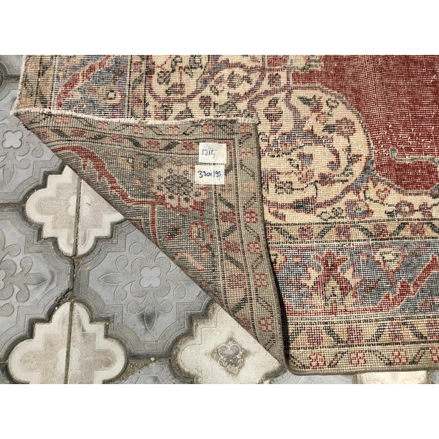 Vintage Oushak Cream Wool Rug For Sale - Image 9 of 9