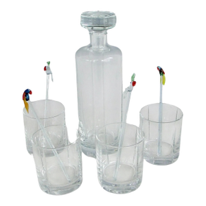 Four Classic Whiskey Rocks Glasses With Matching Decanter - 9 Pieces