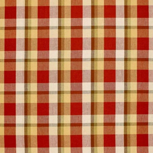 Sample - Schumacher Augusta Linen Plaid Fabric in Orchard For Sale