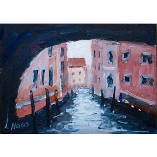 "Under the Bridge, Venice" Contemporary Italian Landscape Oil Painting For Sale