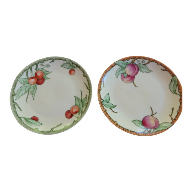 Antique Studio z.s.& Co Bavaria Hand Painted & Signed Small Porcelain Plates- Set of 2 For Sale