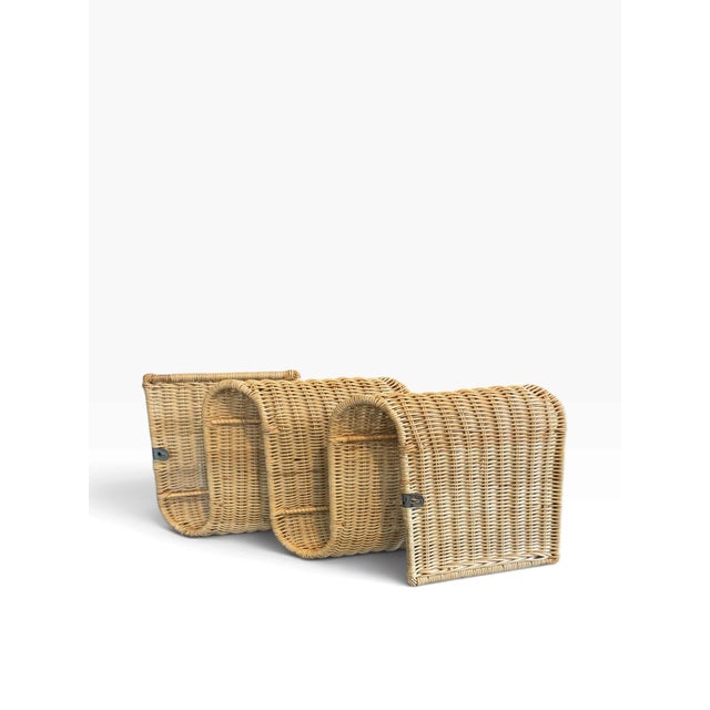 Boho Chic 1990s Vintage Tiby Ikea Wall-Mounted Wicker Magazine Rack by Karl Malmvall For Sale - Image 3 of 10
