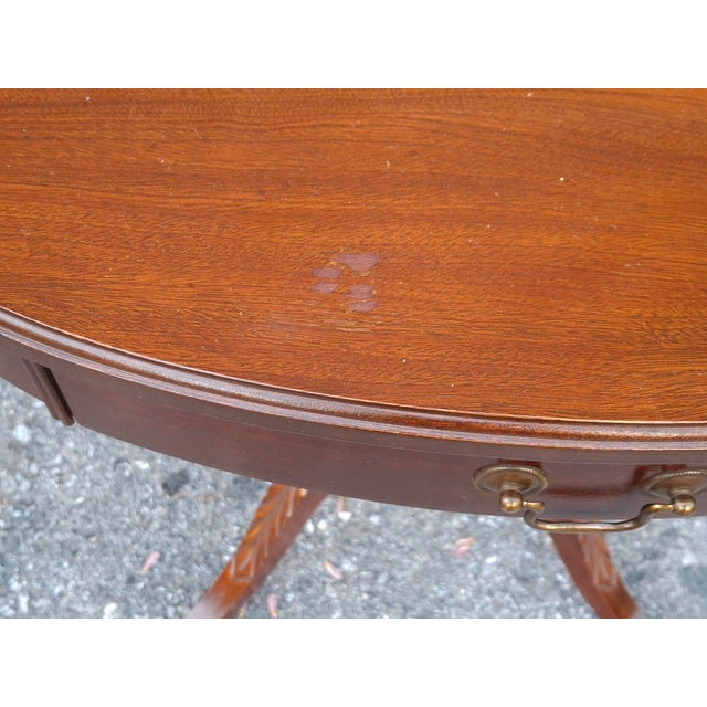 Mid 20th Century Mersman Mahogany Oval Lyre Base Duncan Phyfe Occasion Table For Sale - Image 10 of 10