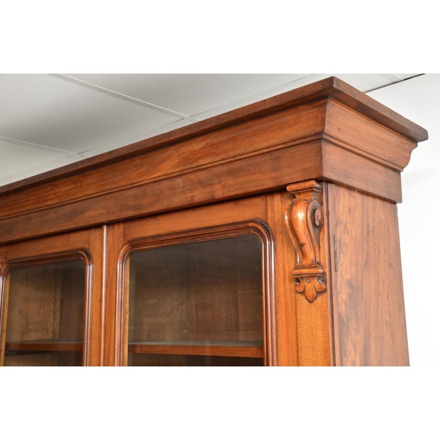 Wood Antique Victorian Breakfront Bookcase, 1840s For Sale - Image 7 of 14