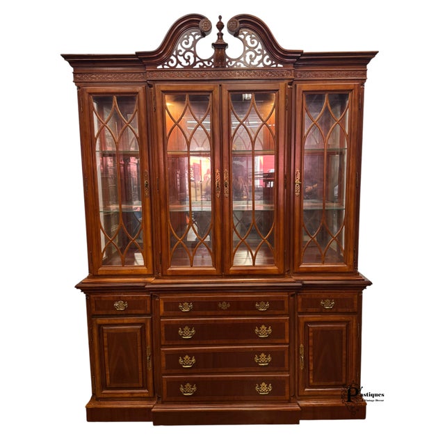 Vintage Chippendale Style Mahogany China / Display Cabinet For Sale - Image 10 of 10