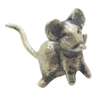 Vintage Italian Handmade Field Mouse Miniature in Silver 800, Florence, 1970s For Sale