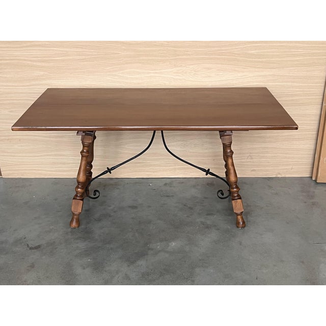 20th Century Spanish Console Fold Out Table with Iron Stretcher For Sale - Image 11 of 18