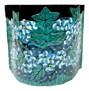 Vintage Floral Tole Metal Cachepot