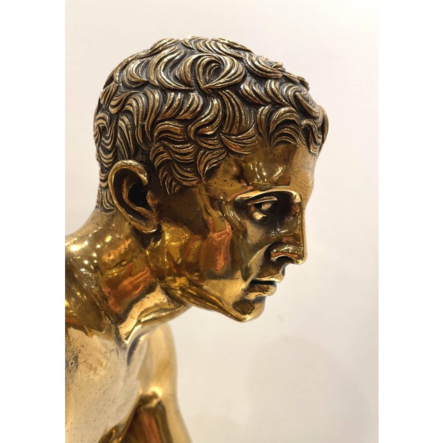 Late 20th Century Late 20th Century Bronze Nude Mercury Figural Sculpture on Stone Base For Sale - Image 5 of 11