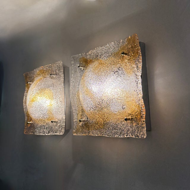 Abstract Murano Glass Wall Sconces from Mazzega, Italy, 1960s, Set of 2 For Sale - Image 16 of 18