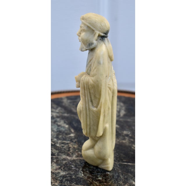 Vintage Chinese Carved Soapstone Wise Man Immortal Figure Statue Sculpture Small For Sale - Image 4 of 14
