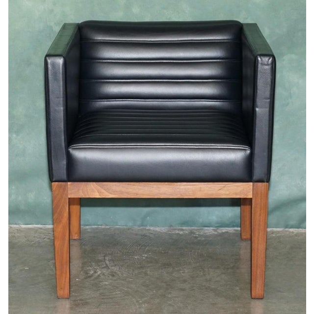 Dice Armchairs in Walnut and Black Leather by David Linley for Viscount, Set of 2 For Sale - Image 15 of 18