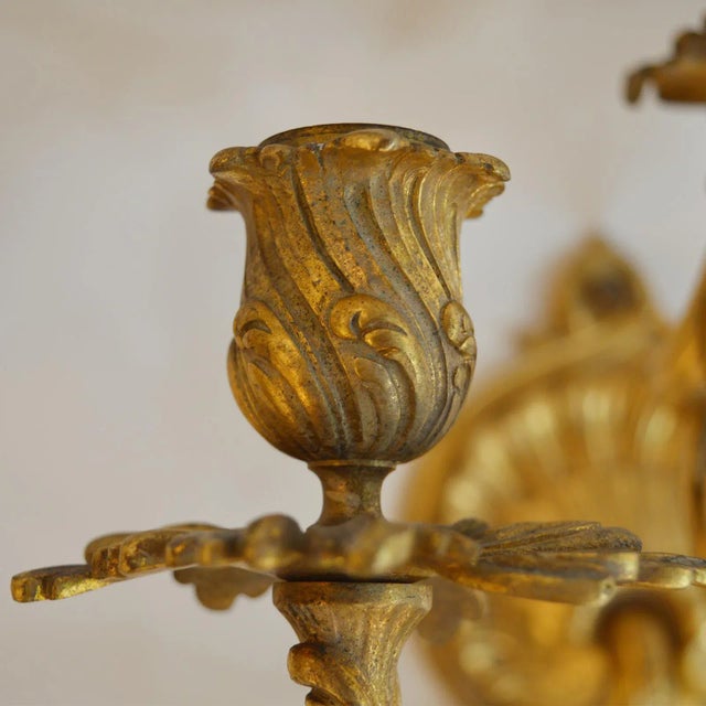 Late 19th Century Pair of Bronze Gilt French Sconces, Late 19th Century For Sale - Image 5 of 10