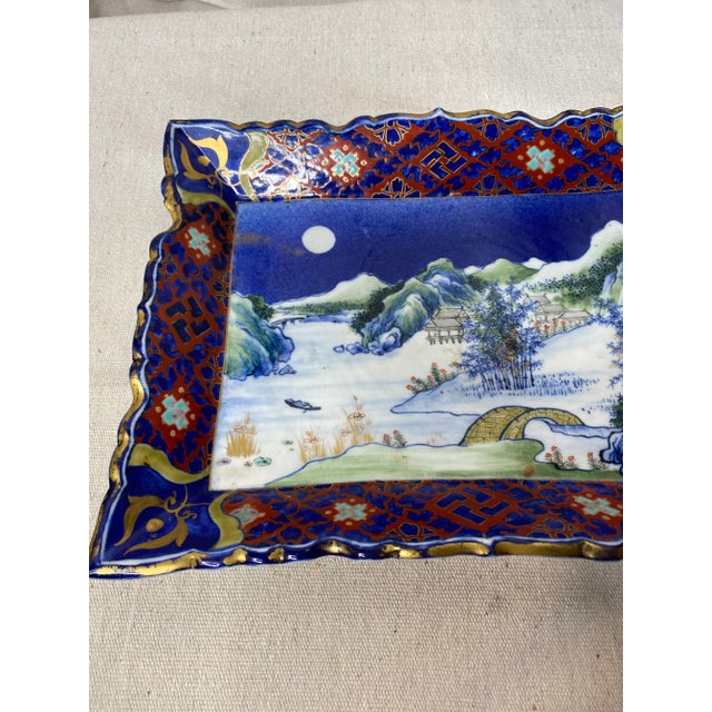 Blue Antique Japanese Imari Ceramic Dish For Sale - Image 8 of 13