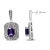 Contemporary .925 Sterling Silver Diamond Accent and 7x5mm Purple Amethyst Stud Earrings For Sale - Image 3 of 5