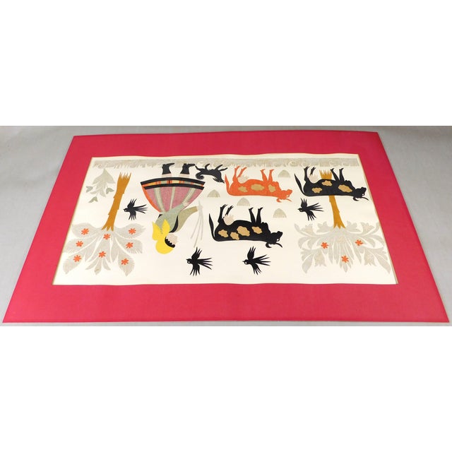 1960s 1960s Vintage Chine Collé / Papier Collé Pastoral Folk Scene Primitive Art Reproduction For Sale - Image 5 of 15