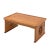 This is a simple small table/display stand made of light stain wood. It has a rectangular shape design and round edge...