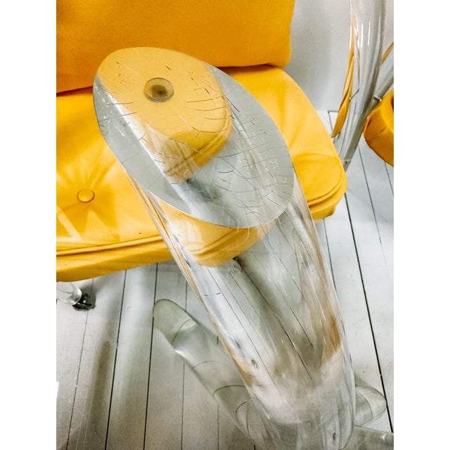 Charles Hollis Jones Charles Hollis Jones 1970s Style Lucite Game or Breakfast Table and 4 Chairs in Yellow Upholstery For Sale - Image 4 of 11