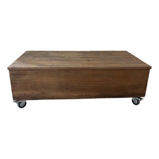 Wooden Coffee Table on Wheels For Sale