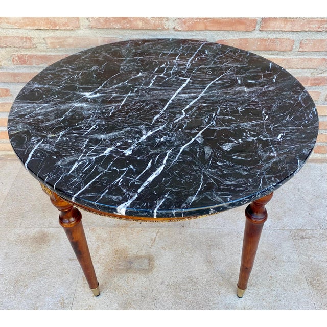 French Provincial French Bronze Mounted Center, End or Sofa Table with Black Marble Top, 1940s For Sale - Image 3 of 18