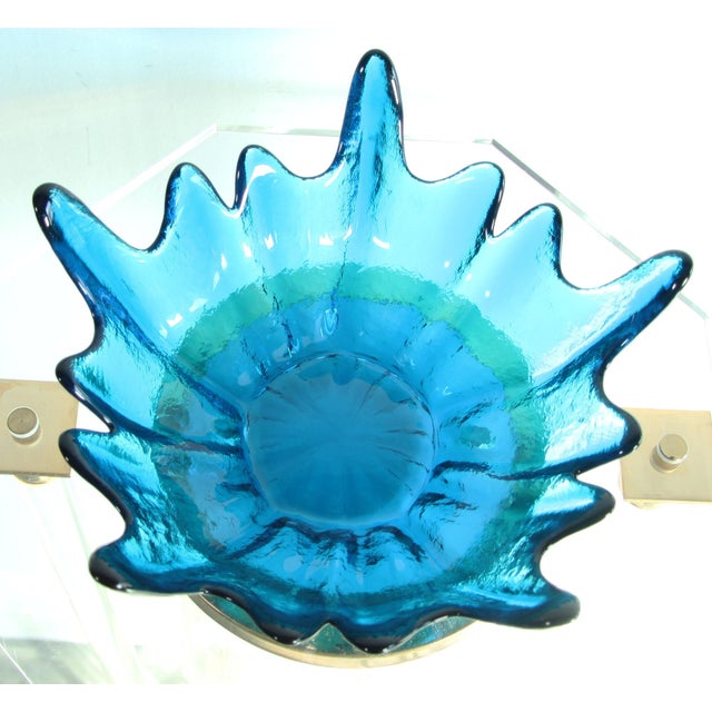 Vintage Mid Century Modern Blue Art Glass Centerpiece Bowl Chairish