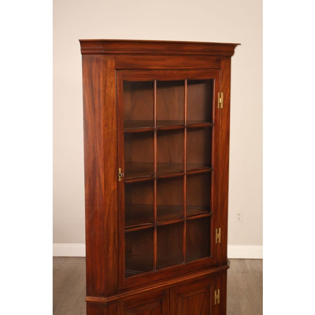 Brown Henkel Harris Solid Mahogany Federal Style Corner Cabinet For Sale - Image 8 of 18