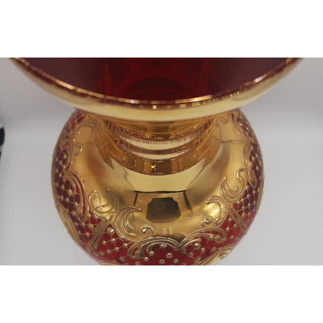 Tre Fuochi Murano Blown Glass Vase with 24k Gold Finishes, Venice, Italy, 1960s For Sale - Image 4 of 16