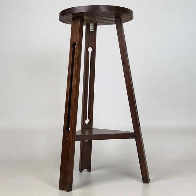 Antique English Arts and Crafts Oak Side Table For Sale - Image 5 of 8