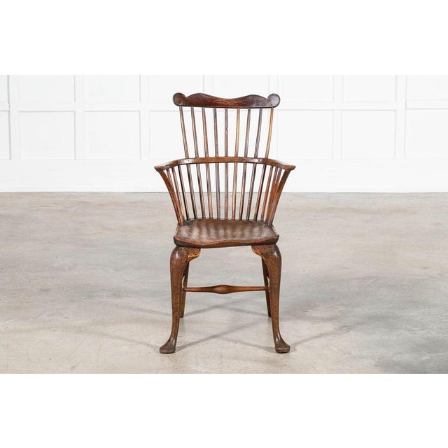 Circa 1820 19thc english george iii oak & elm comb back chair w55 x d42 x h94 cm seat height 43 cm weight 5 kg