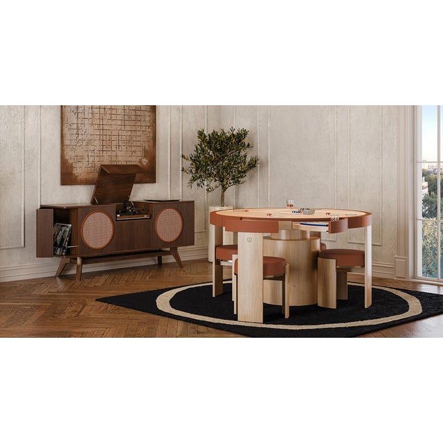 Brown Wellesly Game Table and Chairs by Wood Tailors Club, Set of 5 For Sale - Image 8 of 10
