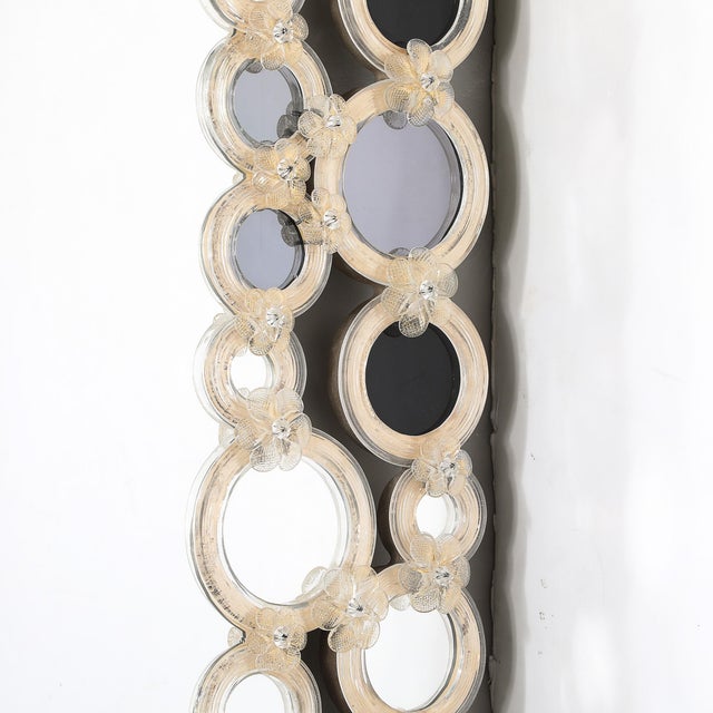 Modernist Hand-Blown Murano Glass Mirror W/ Gold Fleck Applique Border Detailing For Sale - Image 4 of 18
