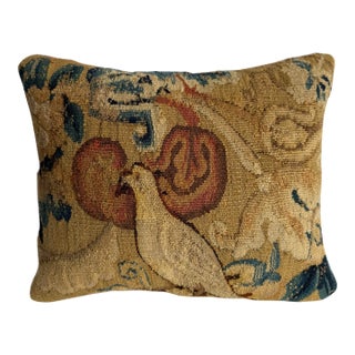 17th Century Brussels Figural & Fruit Tapestry Pillow For Sale