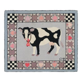 Antique Hooked Square Rug With Animal Pictorials & Patterns, From Rug & Kilim For Sale