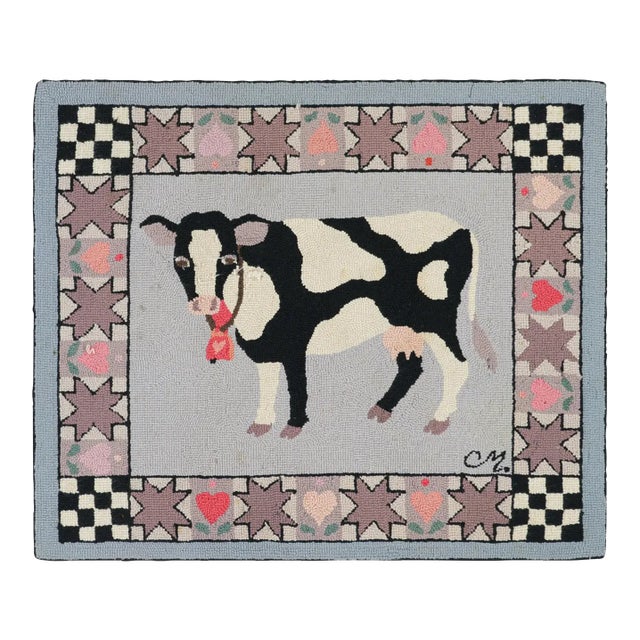 Antique Hooked Square Rug With Animal Pictorials & Patterns, From Rug & Kilim For Sale