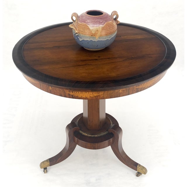 Brown Antique c1880s Round Tripod Base Rosewood Lamp Side Table Stand MINT! For Sale - Image 8 of 12
